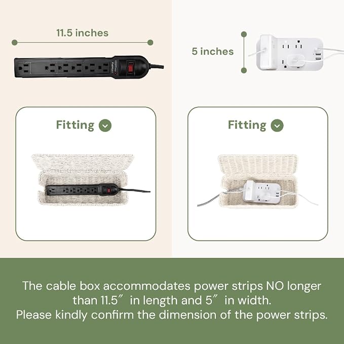 Cable Management Box, Handmade Rattan Cable Organizer - Image 4
