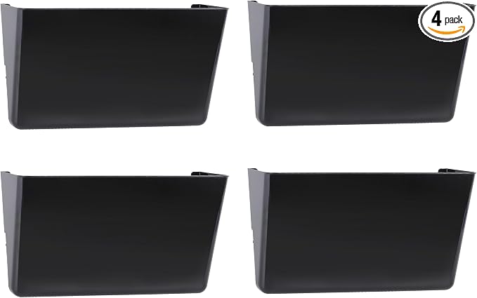 EASEPRES 4 Pack Black Single Pocket Hanging File Organizer, Plastic Wall Mount by EASEPRES