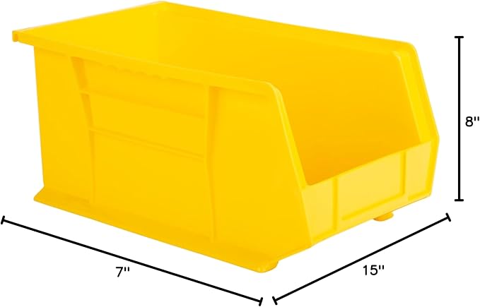 Hudson Exchange 15" x 8" x 7" Plastic Stackable Storage Bin and Hanging Container (Yellow, 1 Pack)-DeskLoop Office