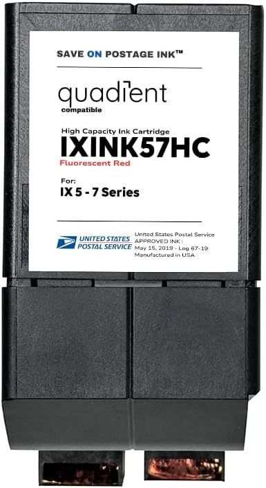Compatible IXINK57HC Quadient Neopost Ink Cartridge (High Capacity) - Vibrant Fluorescent Red Printer Ink Cartridge for IX-5, IX-7 & IX-7 Pro Series Mailing Systems - Replacement Inkjet Printer Ink-DeskLoop Office