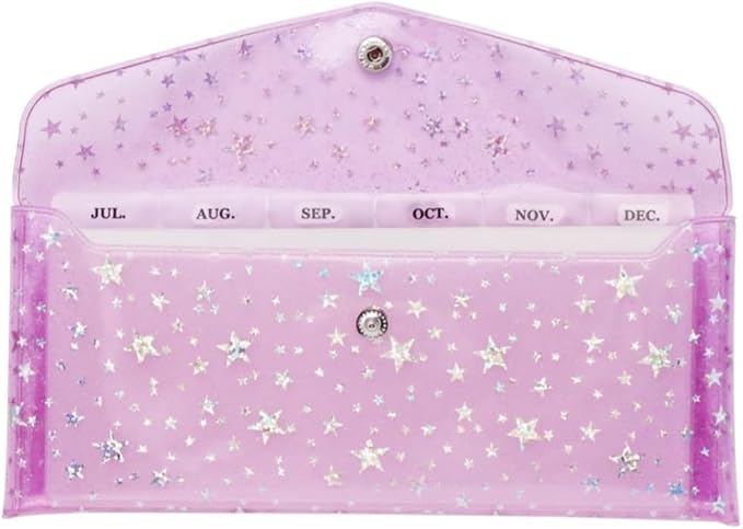 Cash Envelope Wallet 6-Tab Divider Pockets Cash Stuffing Envelopes Glitter PVC by MEIYITIAN