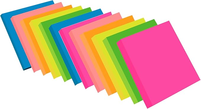 (12 Pack) ZCZN Sticky Notes 3x3 Inches, 1200 Sheets 6 Bright Color Self-Stick Note Pads, Easy to Post for Office, Home, Meeting, School-DeskLoop Office