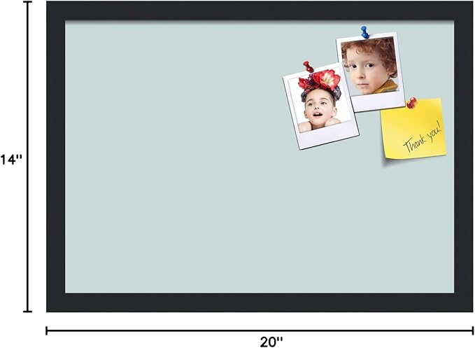 PinPix 20x14 Inch Cork Bulletin Board. This Decorative Framed Pin Board Comes with Soft Blue Design and a Satin Black Frame. Ideal for Home Office Decor or Message Board (PinPix-1814)-DeskLoop Office