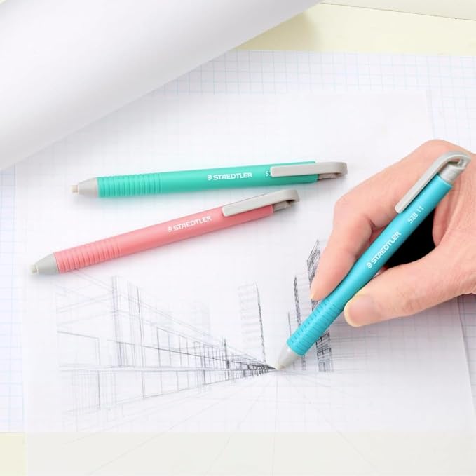 STAEDTLER Vinyl Eraser Holder 6-Pack: 3 Units Retractable Erasers - Image 2