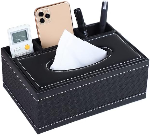PU Leather Household Office Rectangular Tissue Box Storage Organizer Box | by YUNXIASW