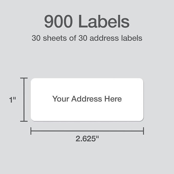 Redi-Tag 1" x 2.63" Address Labels, 900 per Pack, Laser and Inkjet Printer - Image 2