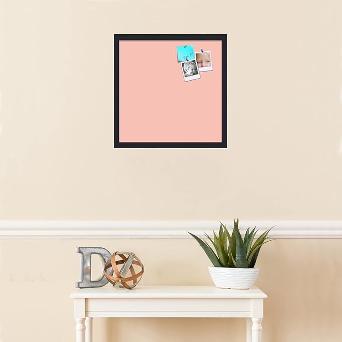 PinPix 18x18 Inch Cork Bulletin Board. This Decorative Framed Pin Board Comes with Pink Pastel Design and a Satin Black Frame. Ideal for Home Office Decor or Message Board (PinPix-1813)-DeskLoop Office