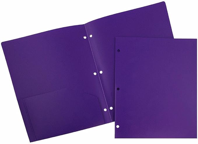 JAM PAPER Heavy Duty Plastic 3 Hole Punch Pocket Folders by JAMPaper