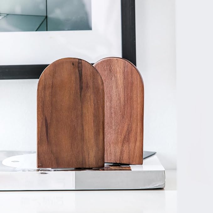 Book Ends, 2 Pair Medium Bookends Wood Book Ends Universal Economy Bookend - Image 7