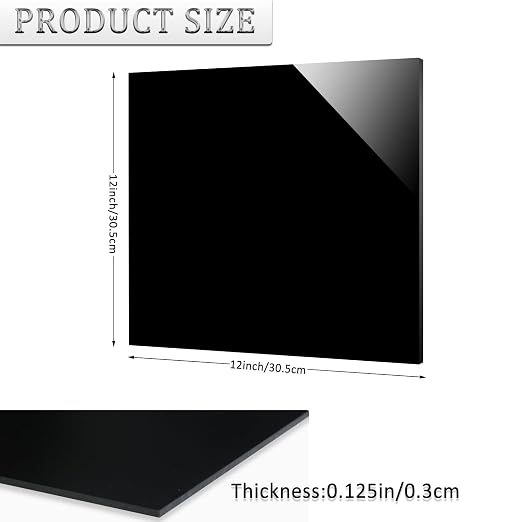 4 Pieces Black Acrylic Sheet, 12 x 12 Inch 1/8 Inch Thick, Home Decor, Display - Image 2