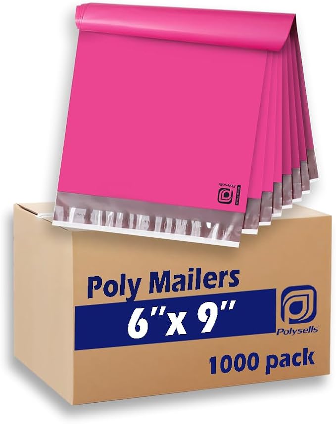 POLYSELLS 1000 pcs 6x9 Inches Pink Poly Mailers Shipping Envelopes, Strong by POLYSELLS