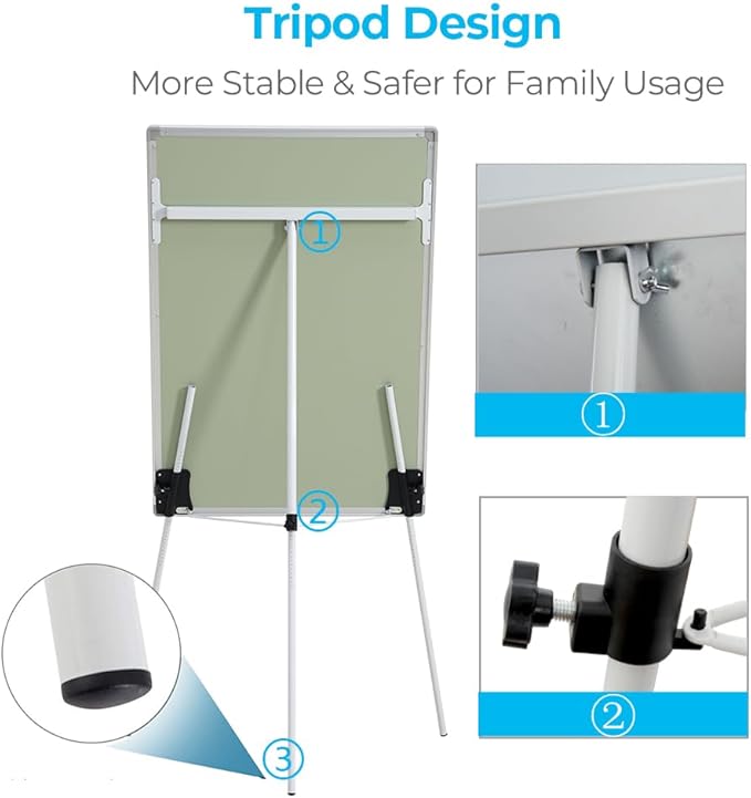 36" x 24" Magnetic Dry Erase Easel Board with Adjustable Tripod Stand – Portable Whiteboard for Office, Classroom & Presentations – Includes Flipchart Paper, Magnets & Eraser-DeskLoop Office