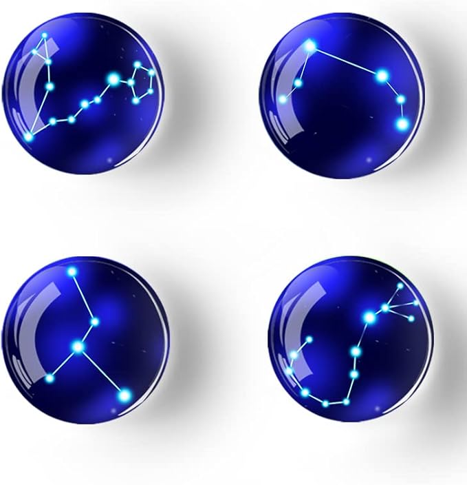 12Pcs Glass Strong Magnetic Refrigerator Magnet Fridge Sticker,Constellation Fridge Magnets Decoration for Crafts,Strong Fridge Magnets for Kitchen, School,Office Whiteboard, Cabinet and Dishwasher-DeskLoop Office