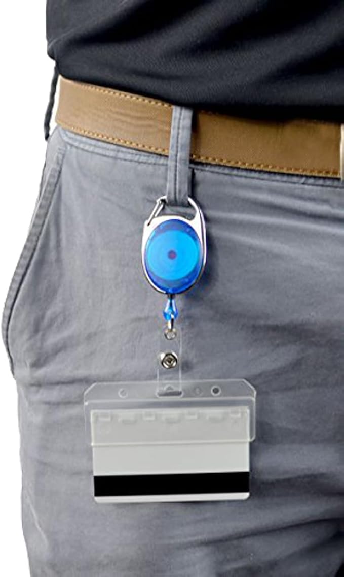 2 Pack - Premium Carabiner Badge Reel - Mag Stripe Exposed ID Holder - Image 6
