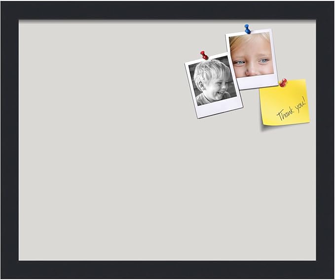 PinPix 16x13 Inch Cork Bulletin Board. This Decorative Framed Pin Board Comes with Light Stone Design and a Satin Black Frame. Ideal for Home Office Decor or Message Board (PinPix-1809)-DeskLoop Office