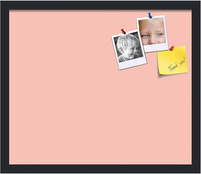 PinPix 20x17 Inch Cork Bulletin Board. This Decorative Framed Pin Board Comes with Pink Pastel Design and a Satin Black Frame. Ideal for Home Office Decor or Message Board (PinPix-1813)-DeskLoop Office