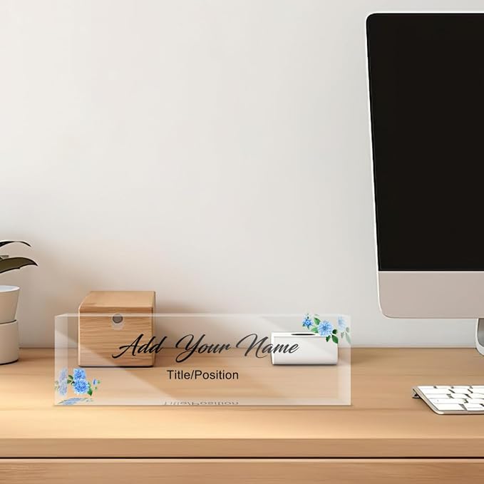 Acrylic Desk Name Plate Personalized Clear Blocks Custom Text Picture Logo - Image 5