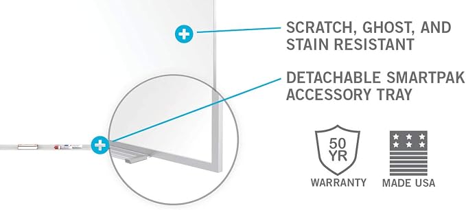 Ghent 4 x 4 Porcelain Magnetic Whiteboard, Aluminum Frame, 1 Marker, 1 Eraser - Image 5