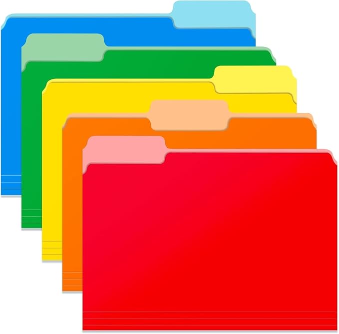 Two Tone Color File Folders 8.5 x 11 Inch, 1/3 Cut Tab File Folder Letter Size by WEMEMORN