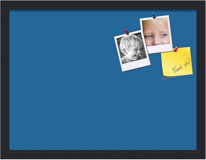 PinPix 20x15 Inch Cork Bulletin Board. This Decorative Framed Pin Board Comes with Navy Pastel Design and a Satin Black Frame. Ideal for Home Office Decor or Message Board (PinPix-1811)-DeskLoop Office