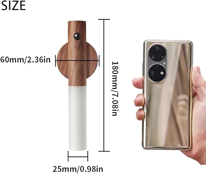 LANDGOO Wooden Motion Sensor Night Lights Magnet Body Sensor Hallway Night Lights Rechargeable Led Light Portable Stairway Wall Sconce Battery Powered Cabinet Lights (Walnut Wood 1PC)-DeskLoop Office