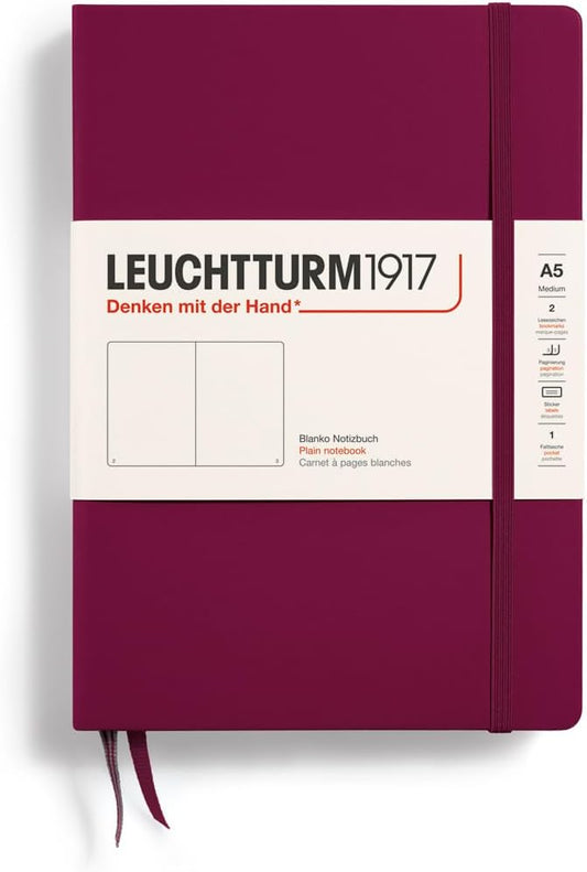LEUCHTTURM1917 - Notebook Hardcover Medium A5-251 Numbered Pages for Writing and Journaling (Port Red, Plain)-DeskLoop Office