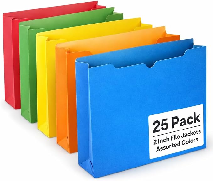 Enday 2 Inch File Jackets- Assorted Colors Expandable File Folders by Enday