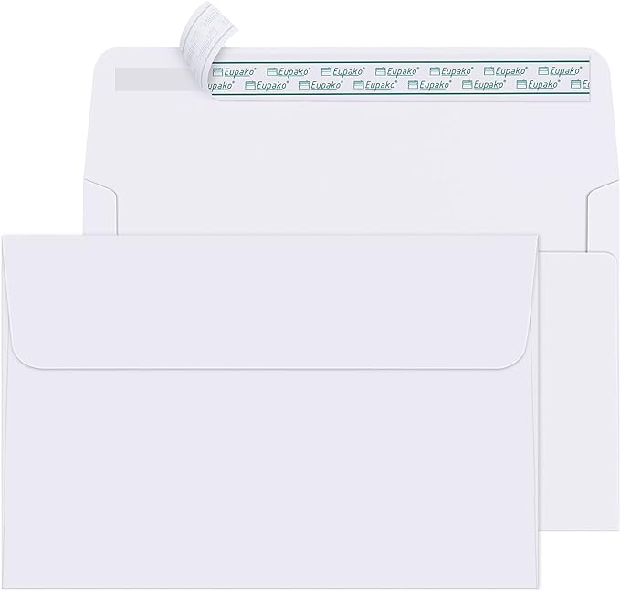 Eupako A9 Envelopes Sefl Seal 250 Pack, Invitations, Announcements, Baby Shower by Eupako