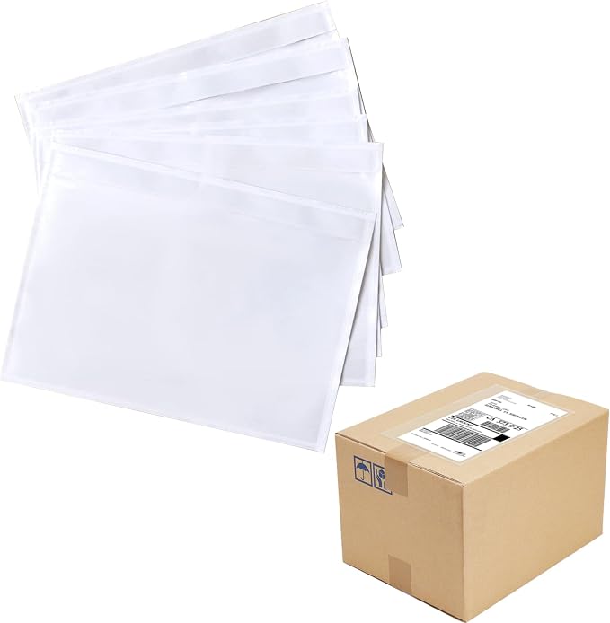 100 Pack 7.5" x 5.5" Clear Self-Adhesive Top Loading Packing List/Shipping by FungLam