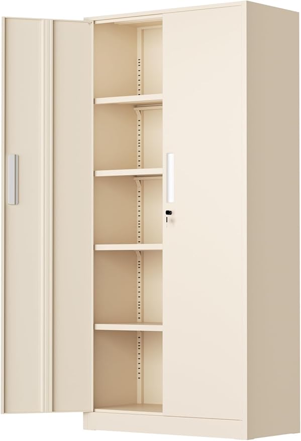 INTERGREAT Metal Storage Cabinet with Doors and Shelves,72" H Gray Steel Tool Locking Cabinet, Metal Storage Cabinets for Home Office, Warehouse, School-DeskLoop Office