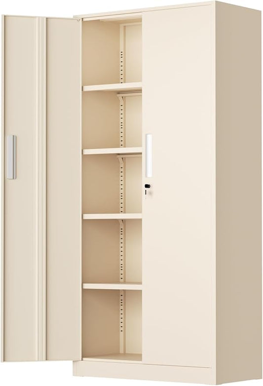 INTERGREAT Metal Storage Cabinet with Doors and Shelves,72" H Gray Steel Tool Locking Cabinet, Metal Storage Cabinets for Home Office, Warehouse, School-DeskLoop Office