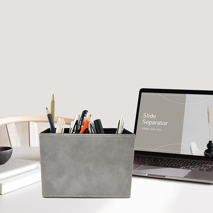 Pen Pencil Holder Cup Container Leather Desk Organizer Stand Decor Brush - Image 3