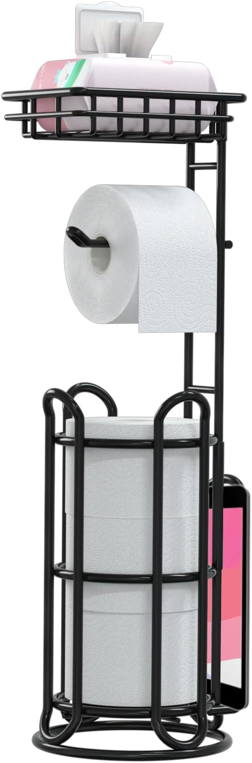 Toilet Paper Holder Stand with Shelf Tissue Holders by TreeLen