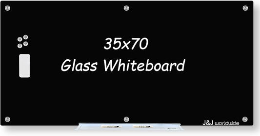 Magnetic Glass Whiteboard, Large White Board Frameless by JJworldwide