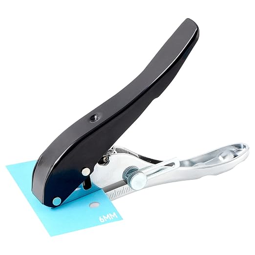 Hole Punch 1/4 inch, Heavy Duty Single Hole Punch Adjustable Hole Spacing by Newisdomake