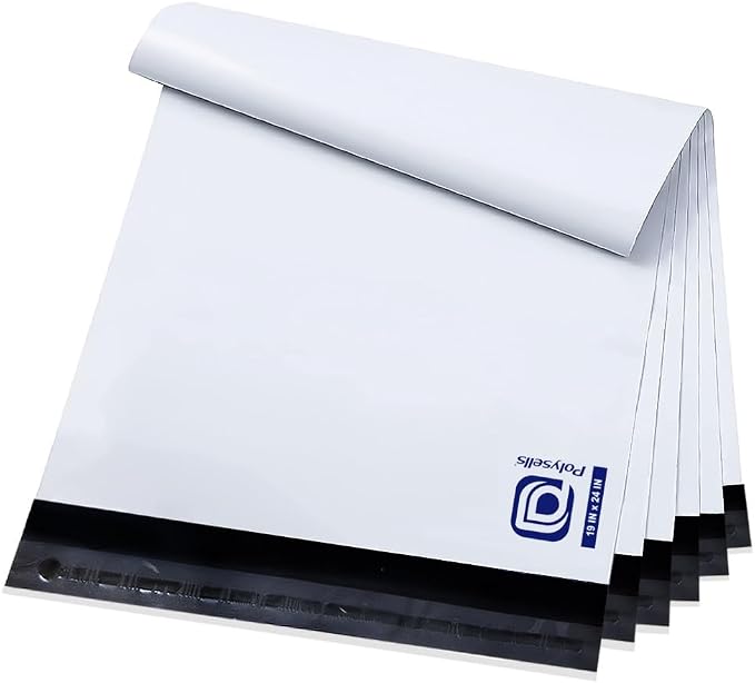 POLYSELLS 300 19x24 Inch White Pack Large Poly Mailers Shipping Envelopes by POLYSELLS