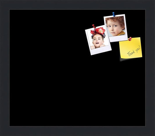 PinPix 14x12 Inch Cork Bulletin Board. This Decorative Framed Pin Board Comes with Solid Black Design and a Satin Black Frame. Ideal for Home Office Decor or Message Board (PinPix-622)-DeskLoop Office