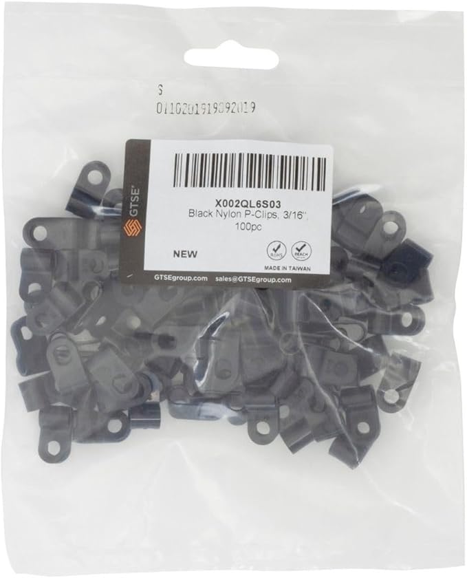 GTSE Black Nylon Plastic Cable Clamps, 3/16" Screw Mounts - Image 5