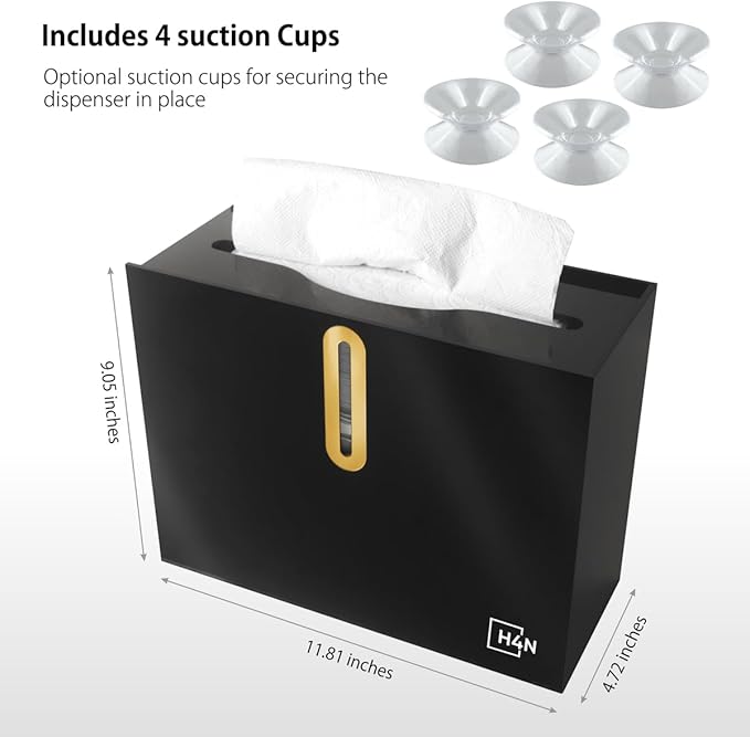 H4N Multifold Hand Paper Towel Dispenser Countertop, Compact Design, Single Sheet Dispensing for Home and Commercial Use, Black-DeskLoop Office