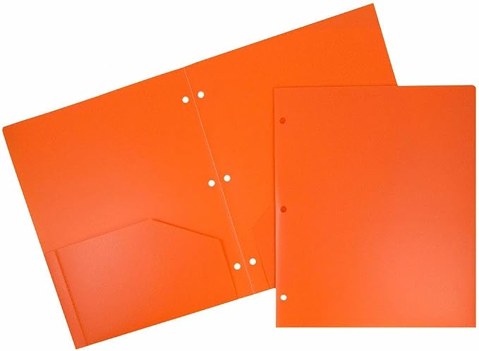 JAM PAPER Heavy Duty Plastic 3 Hole Punch Pocket Folders by JAMPaper