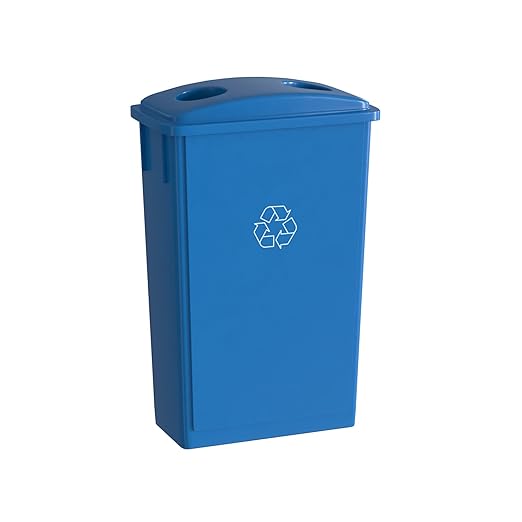 23 Gallon Blue Recycle Slim Jim Trash Can with Bottle Slot Lid-DeskLoop Office