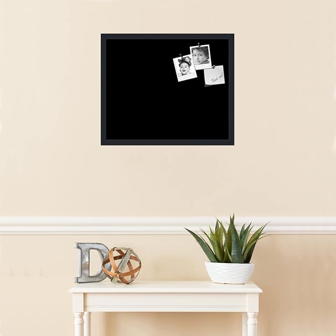 PinPix 22x18 Inch Cork Bulletin Board. This Decorative Framed Pin Board Comes with Solid Black Design and a Satin Black Frame. Ideal for Home Office Decor or Message Board (PinPix-622)-DeskLoop Office