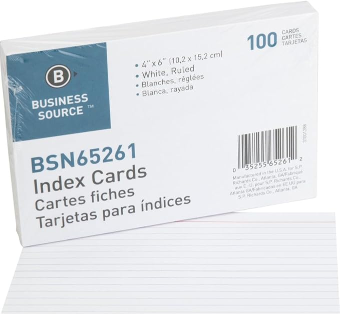 Business Source Index Cards, 72 lb., 100/ Pack by BusinessSource