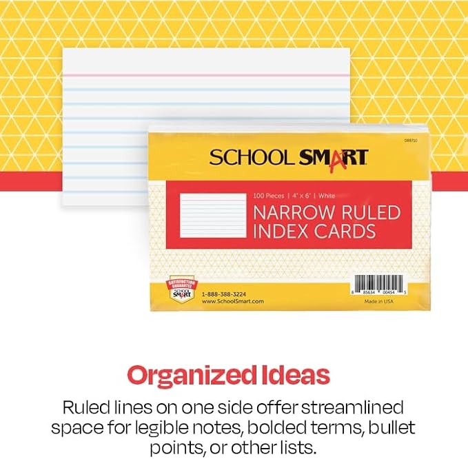School Smart Ruled Index Card, 4 x 6 Inches, 90 lbs - Image 4