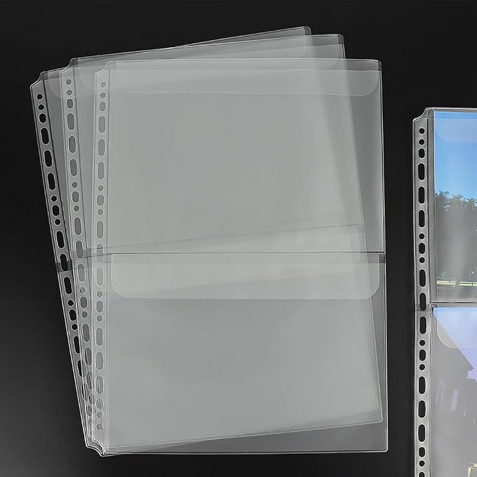 Mogoostry A4 Binder Pockets Zipperless Cash Envelopes 2 Pocket Binder Sleeves - Image 3