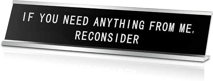 Menkxi Funny Desk Signs for Office, Novelty Nameplate Office Decor Black Desk by Menkxi