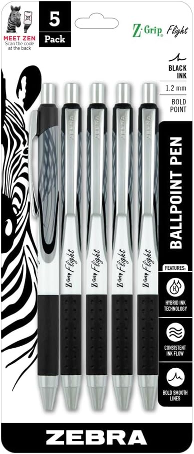 Zebra Pen Z-Grip Flight Retractable Ballpoint Pen, Bold Point 1.2mm, School by ZebraPen
