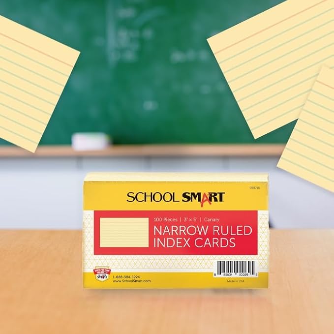 School Smart Ruled Index Cards, 3 x 5 Inches, Canary Yellow - Image 8