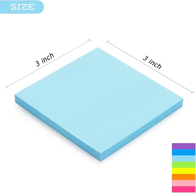 Early Buy 24 Pads Sticky Notes 8 Bright Color Self-Stick Notes 3 in x 3 in, 60 Sheets/Pad-DeskLoop Office