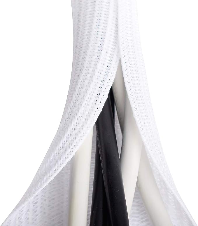 6.6ft - 4/5 inch White Cable Sleeve, Cable Organizer by ZhiYo